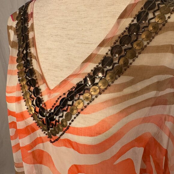 Nordstrom Brazen Rainbow Zebra Swim Caftan Coverup with Metallic Accents - Picture 5 of 7